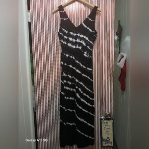 Never worn INC black tye dye tapered maxi dress with detail studs size petite/m